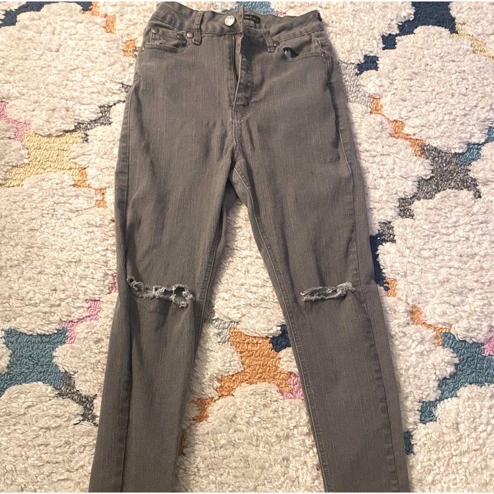 High Rise Grey Skinny Jeans